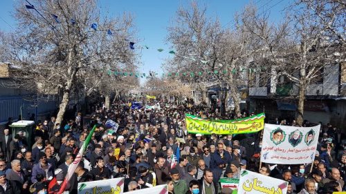 خروش استکبار ستیزی تویسرکانی‌ها در راهپیمایی ۲۲ بهمن +تصاویر