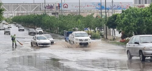آب گرفتگی معابر در همدان