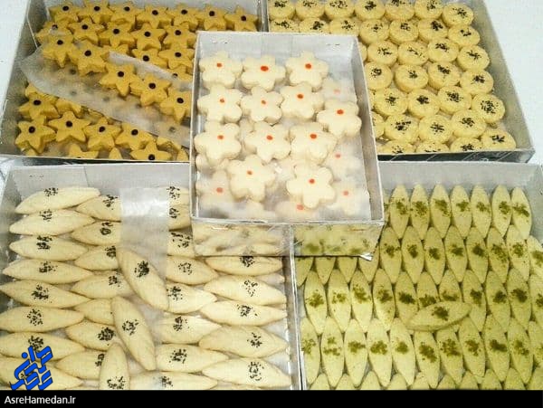 بوی شیرین شیرینی های خانگی در کوچه پس کوچه های تویسرکان پیچیده/”قنج” زیبای شیرینی های محلی+تصاویر